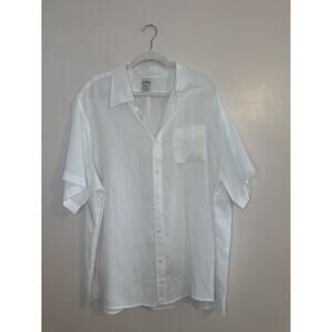 Brooks Brothers Mens Short Sleeve Regent Polo White 100% Baird McNutt Linen XXL